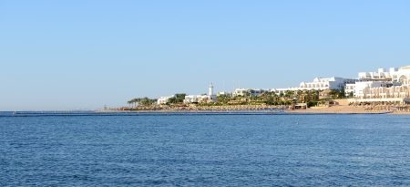 Panorama of a beach at luxury hotel, Sharm el Sheikh, Egyptの写真素材