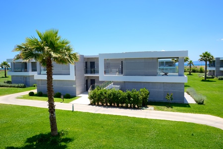 Modern villa at luxury hotel, Peloponnes, Greeceのeditorial素材
