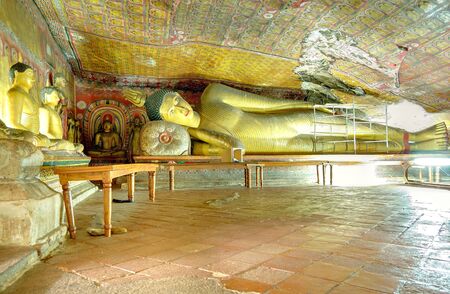 DAMBULLA - OCTOBER 15  Dambulla cave temple is the large cave temple complex with more than 80 documented caves and 153 Buddha statues  October 15, 2011 in Dambulla, Sri Lanka のeditorial素材