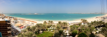 DUBAI, UAE - SEPTEMBER 11: The panoramic view on JBR beach and construction of the 210-metre Dubai Eye on September 11, 2013 in Dubai, UAE. It will be the world's largest Ferris wheel.のeditorial素材