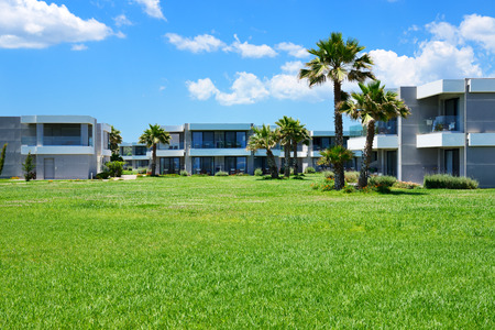 Modern villas at luxury hotel, Peloponnes, Greeceのeditorial素材