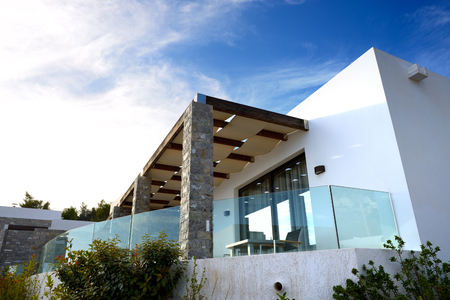 Modern villa at luxury hotel, Peloponnes, Greeceのeditorial素材