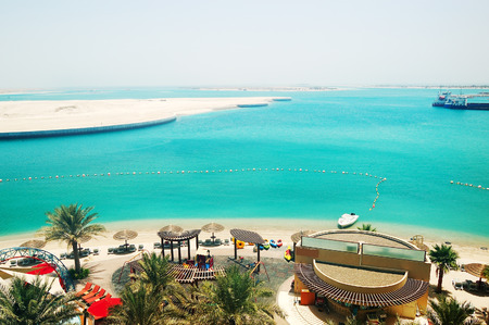 The beach of the luxury hotel, Abu Dhabi, UAEのeditorial素材