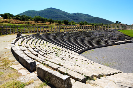 The stadium in ancient Messene  Messinia , Peloponnes, Greeceのeditorial素材