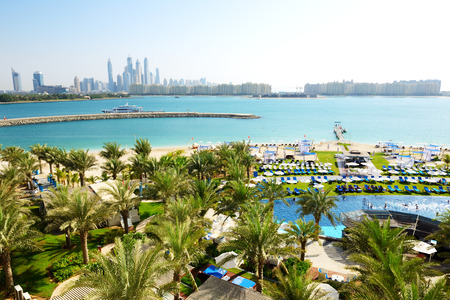 The modern luxury hotel on Palm Jumeirah man-made island, Dubai, UAEのeditorial素材