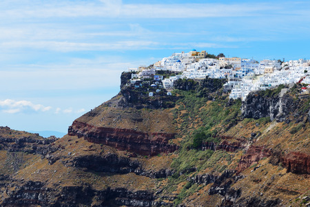 The view on Fira town, Santorini island, Greeceの写真素材