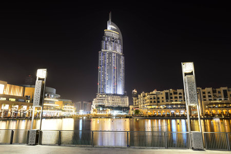 DUBAI, UAE - SEPTEMBER 10  The Night view on Dubai Mall  It is the world