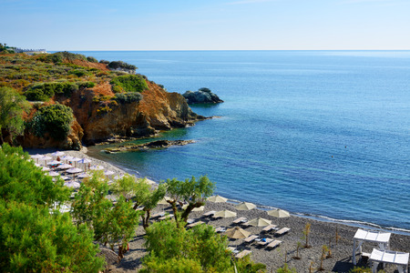 The beach at luxury hotel, Crete, Greeceのeditorial素材