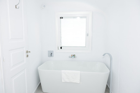 The bathroom in luxury hotel, Santorini island, Greeceのeditorial素材