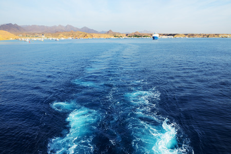 The view on Sharm el Sheikh harbor from yacht, Egypt