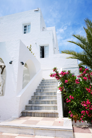 Building of hotel in traditional Greek style, Santorini island, Greeceのeditorial素材