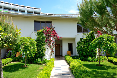 The lawn and building of luxury villa, Antalya, Turkey
