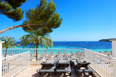 The sea view terrace at luxury hotel Mallorca Spainのeditorial素材