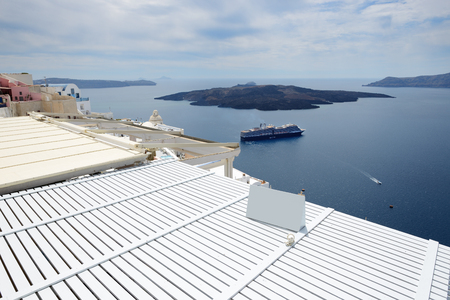 The view on Aegean sea, Santorini island, Greeceの写真素材