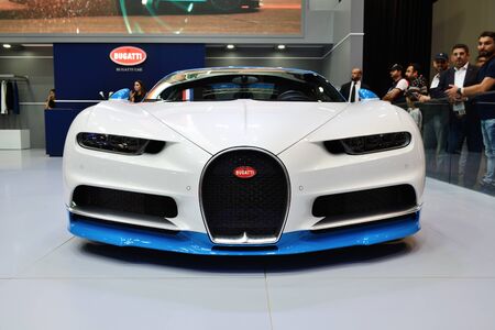 DUBAI, UAE - NOVEMBER 16: The Bugatti Chiron sportscar is on Dubai Motor Show 2019 on November 16, 2019のeditorial素材