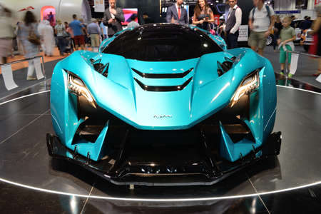 DUBAI, UAE - NOVEMBER 16: The Ajlani Motors Drakuma concept is on Dubai Motor Show 2019 on November 16, 2019のeditorial素材