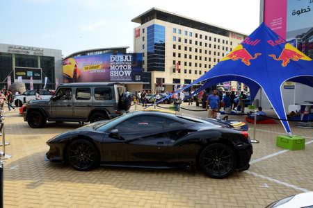 DUBAI, UAE - NOVEMBER 16: The Ferrari 488 Pista sportscar is on Dubai Motor Show 2019 on November 16, 2019のeditorial素材