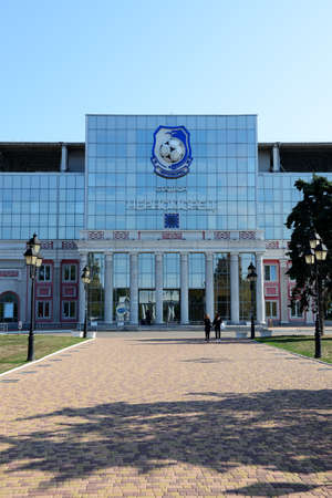 ODESA, UKRAINE - SEPTEMBER 25: The building and entrance of Chornomorets stadium on September 25, 2020 in Odesa, Ukraine.のeditorial素材