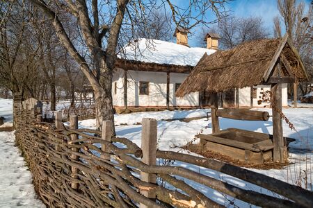 Snow-covered villageの写真素材