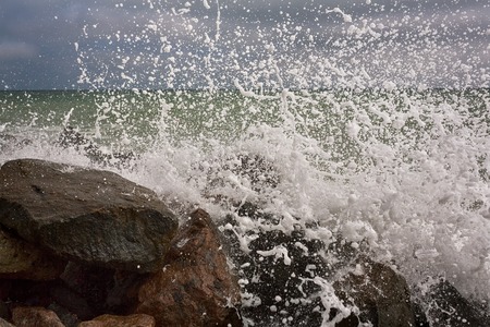 Powerful Waves on a rocky beach