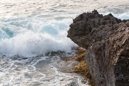 Waves sea cliffs cyprusの写真素材