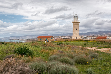 Old lighthouse in Paphos, Cyprus.の写真素材