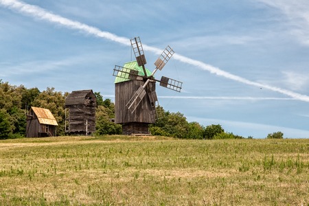 Old wooden windmillの写真素材