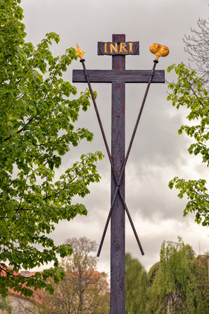 Catholic Cross in Pragueの写真素材