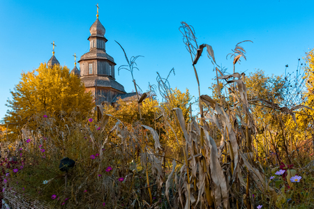 Ukrainian wooden church in Sednevの写真素材
