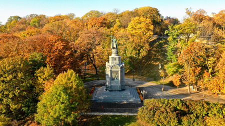 Autumn view of Kiev from the height of bird benefits.の写真素材