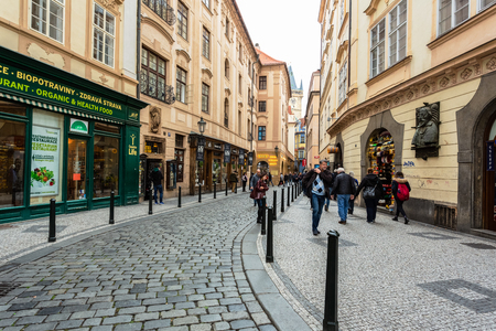 Prague Town Square Czech Republic, sunrise city skyline at Astronomical Clock Towerの写真素材