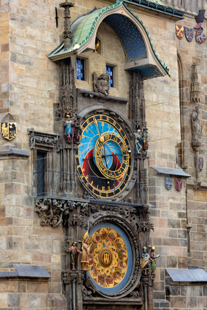 Prague Town Square Czech Republic, sunrise city skyline at Astronomical Clock Towerの写真素材