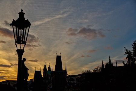 Prague Castle after sunset. Czech republic. 2018yearの写真素材