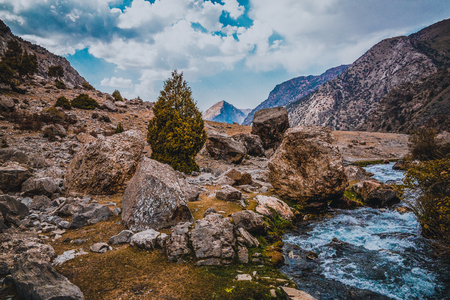 Tajikistan mountain Beautiful, Fann mountain, Kulikalon lakesの写真素材