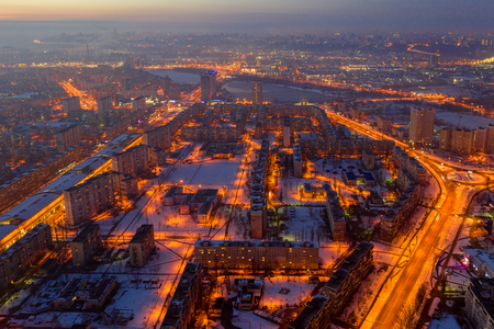 Morning city escho in the lights of lanternsの写真素材