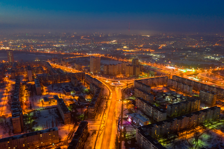 Morning city escho in the lights of lanternsの写真素材