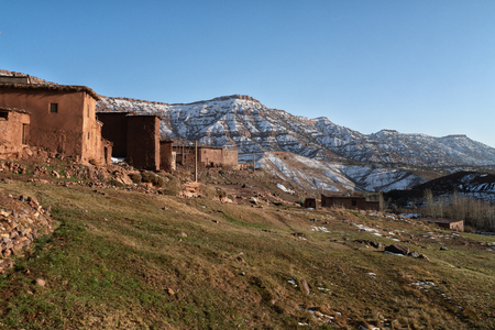 Africa morocco satin mountains snow in mountainsの写真素材
