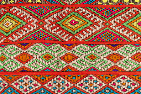 Set of banners with textures of berber traditional wool carpet with geometric pattern, Morocco, Africaの写真素材