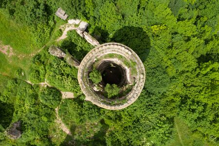 The remains of the gate tower on Castle Hill in the Ukrainian city of Kremenets