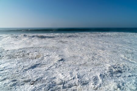 Big waves in the Atlantic Ocean - Perfect surf in the desert of Morocco, Africa.の写真素材