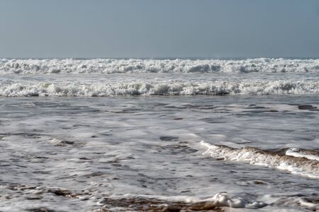 Big waves in the Atlantic Ocean - Perfect surf in the desert of Morocco, Africa.の写真素材