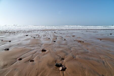 Big waves in the Atlantic Ocean - Perfect surf in the desert of Morocco, Africa.の写真素材