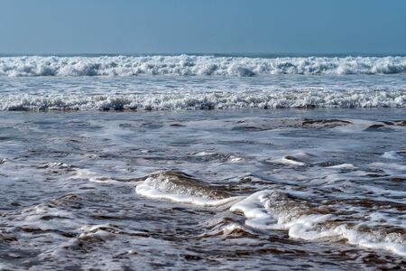 Big waves in the Atlantic Ocean - Perfect surf in the desert of Morocco, Africa.