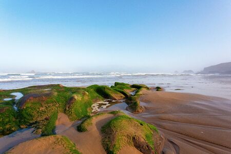 Red archs on atlantic ocean coast. Maroccoの写真素材