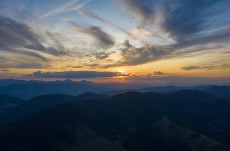 Very beautiful color sunset in the mountains