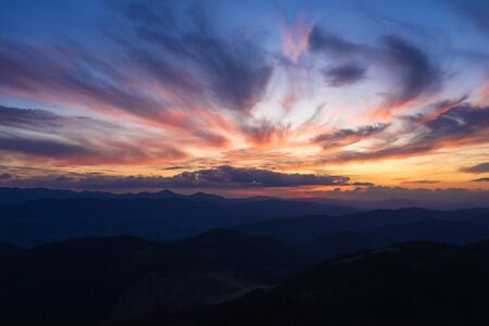 Very beautiful color sunset in the mountainsの写真素材