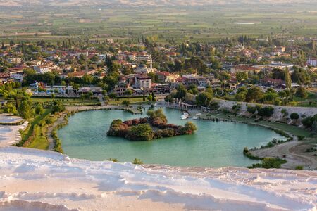 Pamukkale travertines near Denizli in Turkeyの写真素材