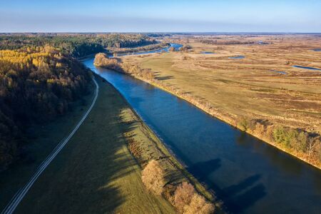 Beautiful view from above over a natural park. River spill, and amazing landscape.の写真素材