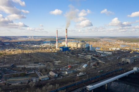 Thermal power plant generating electric energy through the conversion of chemical energy of fuel during combustionの写真素材