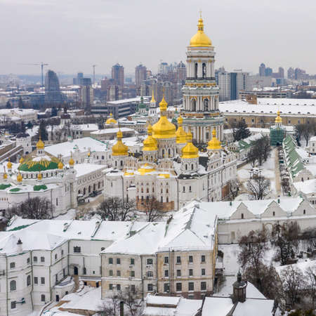 A view on Kiev Monastery of the Caves in winterの写真素材
